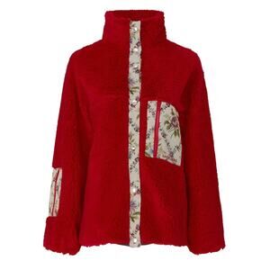 Sandy Liang Boxbox Fleece Jacket in Red, Size S